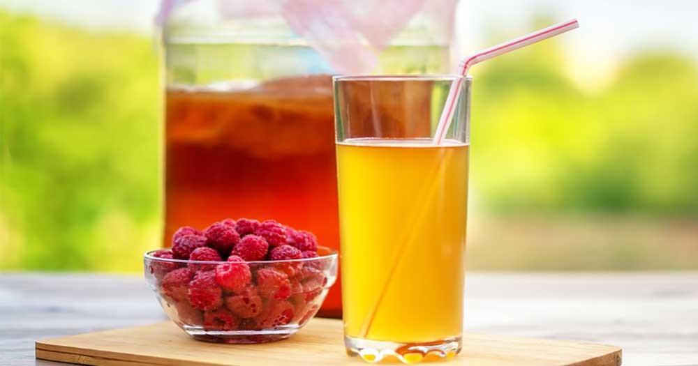  a glass of Kombucha gut-healthy probiotic drink