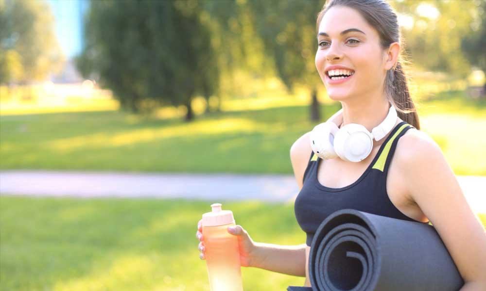fitness with wireless Bluetooth headphones for HIIT